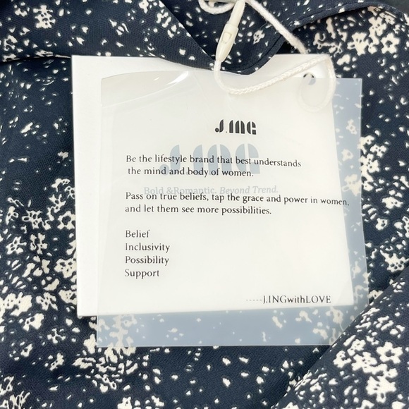 J.ING Women’s Black Abstract Print True Wrap Dress Ruffle Hem Short Sleeve Sz M - Picture 9 of 12